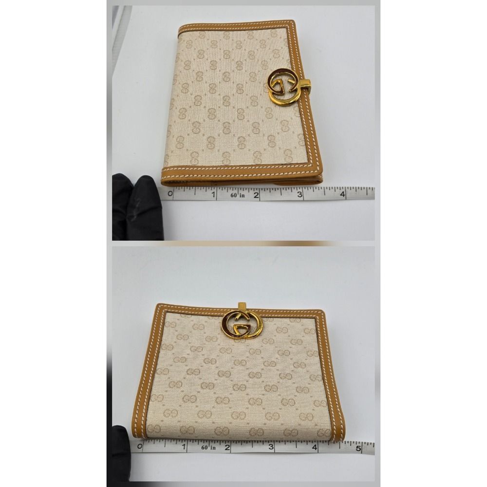 Gucci Vintage GG Supreme Canvas Bifold Wallet Tan Leather Interlocking G Logo - Picture 10 of 10
